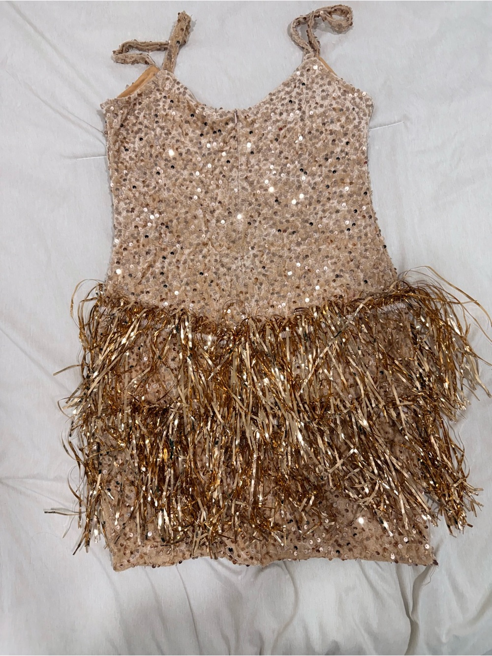 Gold Sequin Fringe Mini Dress - Picture 4 of 4